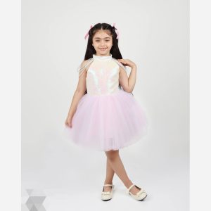 سارافون دخترانه پرنسسی مدل مرواریدی صورتی ملایم